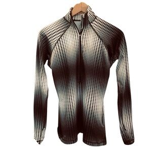 Nike Pro Dri-FIT 1/2-Zip Running Top Long Sleeve Black White Polka Dot Women Med